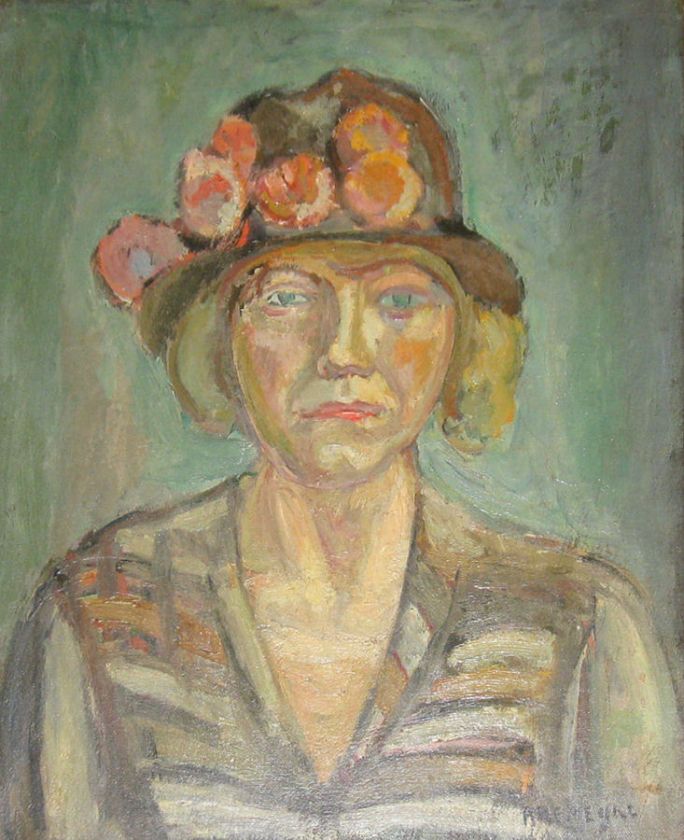 Russian Born Pinchus Kremegne Female Portrait Oil Painting  