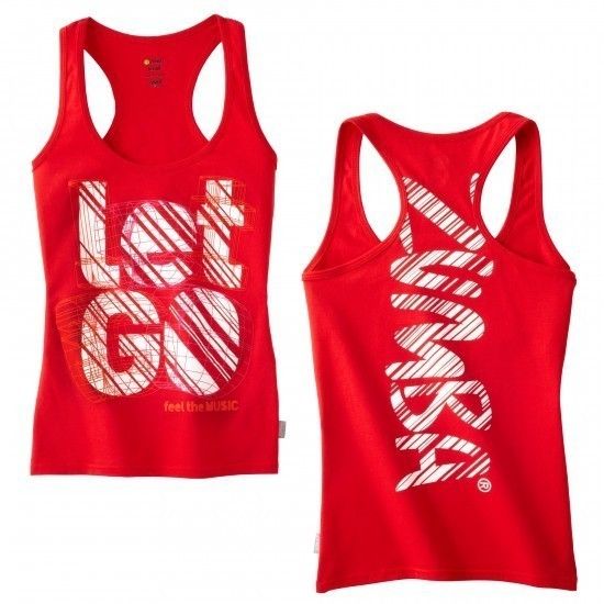 Zumba Fitness red white Let Go tank top   S M XL and XXL  