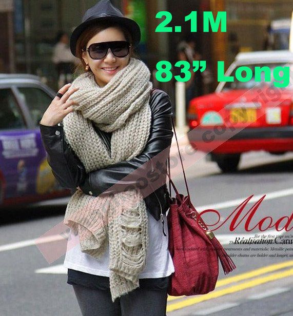 83 Long Wool Pashmina Warm Knit Hood Cowl Warmer Winter Neck Scarf 