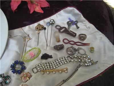 VINTAGE ART DECO 1920 30S JEWELRY LOT HAT BAR PINS POTMETAL 925 PAT 