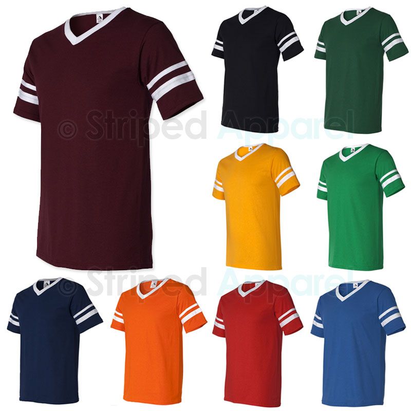   Neck Baseball Jersey w/ Striped Sleeves S 2XL Tee Team Sports Mens 360