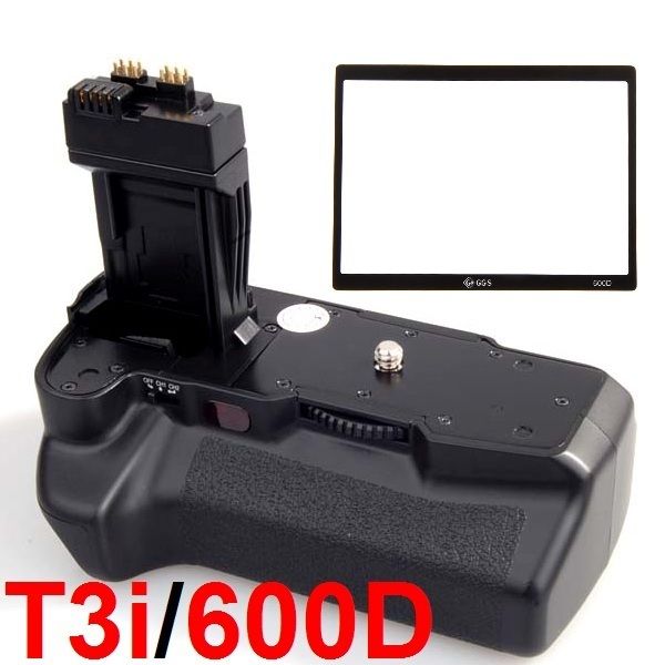 Battery Grip+GGS II LCD Screen Protector for Canon T3i  