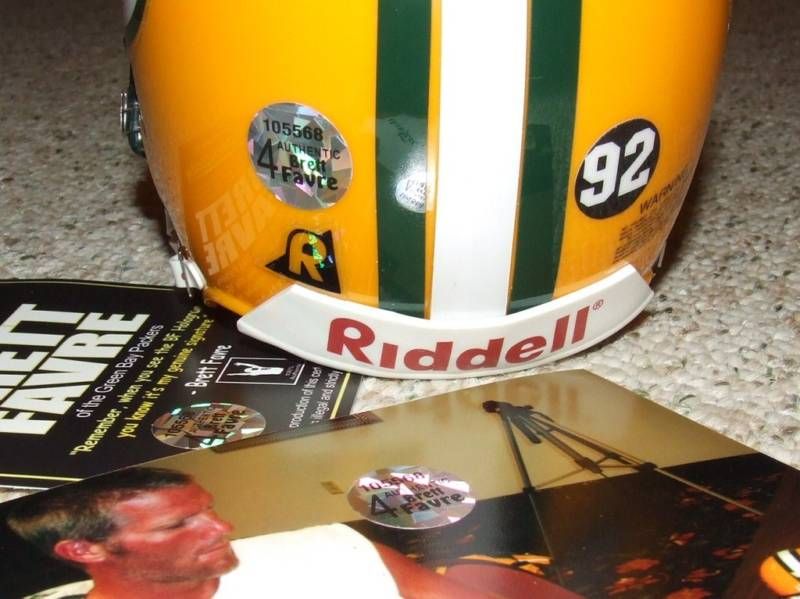   PACKER BRETT FAVRE 4 SIGNED AUTO SIGNATURE RIDDELL REGGIE WHITE HELMET