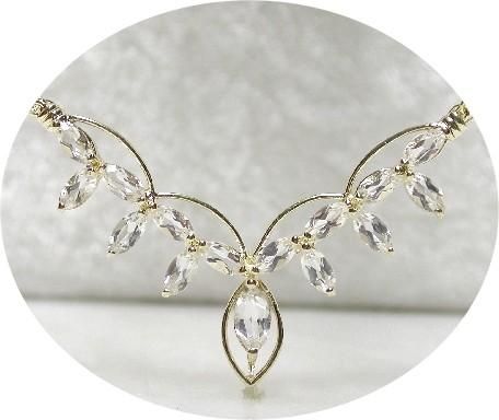 WHOLESALE 5 CT MARQUIS WHITE TOPAZ NECKLACE 18KT SILVER  