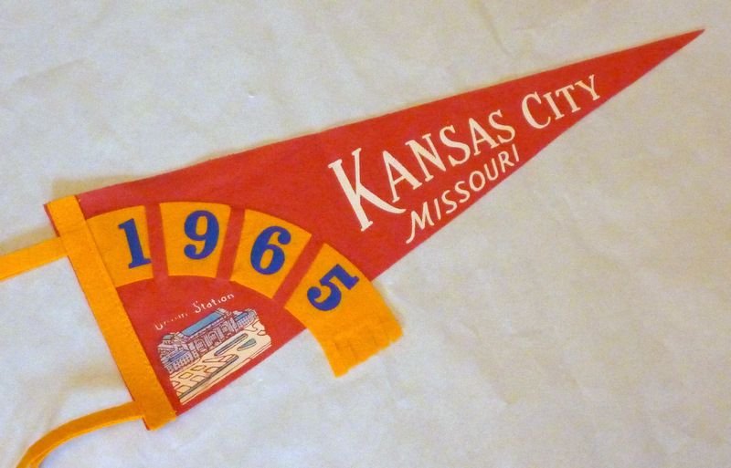 VINTAGE 17 1965 RED FELT PENNANT KANSAS CITY MO.  