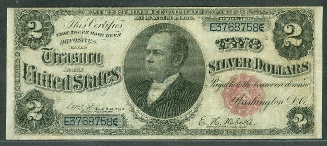 00 Silver Certificate “Windom”, 1891, Fr. #245, VF  