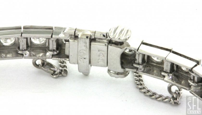   1950s 14K WHITE GOLD 3.0CT VS DIAMOND LINE LINK BRACELET  