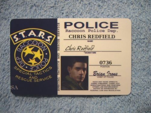 Resident Evil STARS RPD ID Card Chris Redfield Cosplay  