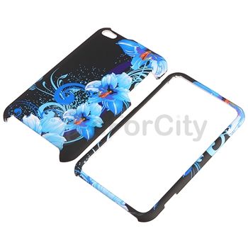 Blue Flower Hard Skin Case Cover Accessory for iPod Touch 4th Gen 4G 4 