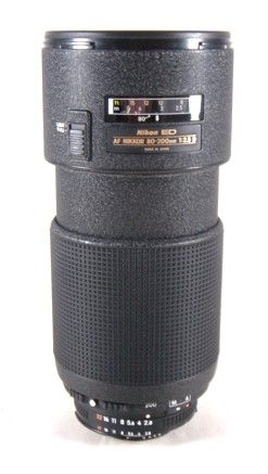 nikon ed af 80 200mm f2 8 d lens with front rear lens caps and hood 