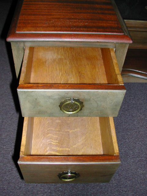   1920s Vanity In Walnut/Mahogany Wood W/Intricate Pulls  