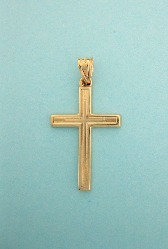   Gold Cross Charm Religious Tubular 1 1/2  New  
