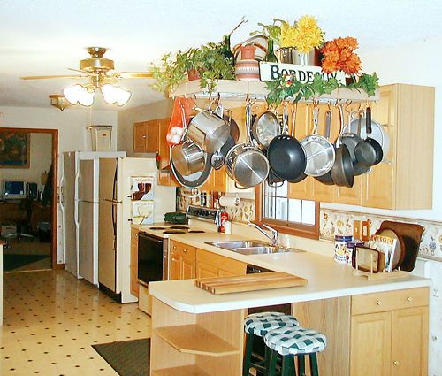 16x44 Jumbo Oak Hanging Pot Rack With Shelf For Lids  