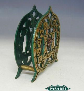 Vintage Painted Brass Napkin Holder Jerusalem 1950s  