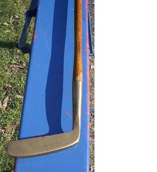 ANTIQUE Golf BRASS Putter with Wooden Handle EXCELLENT  