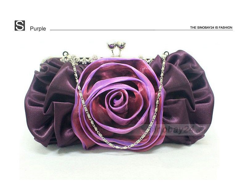 T26103 Women Eveing Bag Polyester Beautiful Rose Wedding Clutch 