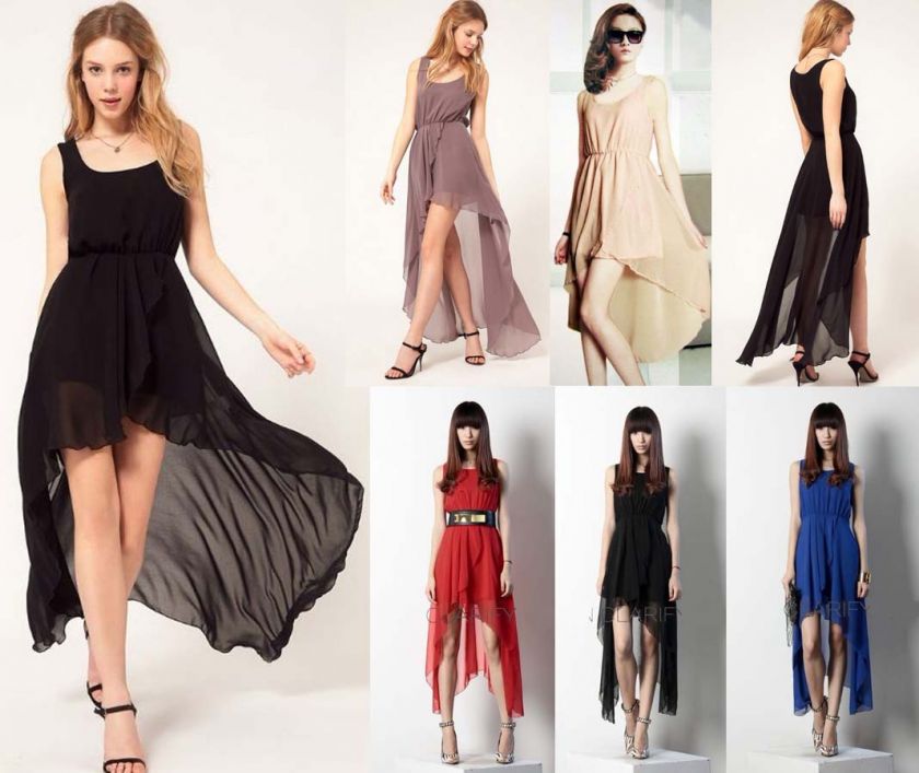 Fashion sleeveless Chiffon Party long Asymmetric Celebrity Cocktial 