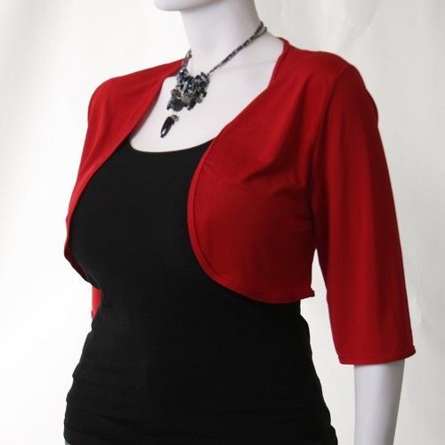 New 3/4 Sleeve EVENING Shrug Plus Size 1X 2X 3X 4X 5X Slinky Short 