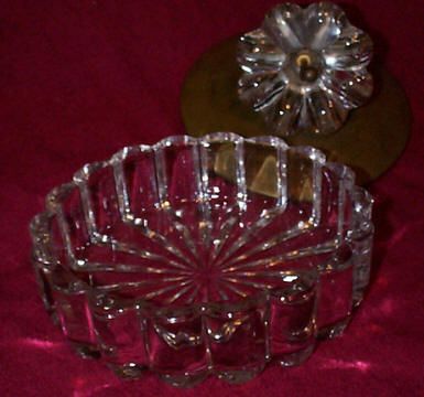 Heisey Candy Box W/metal lid and Candleblock Finial  