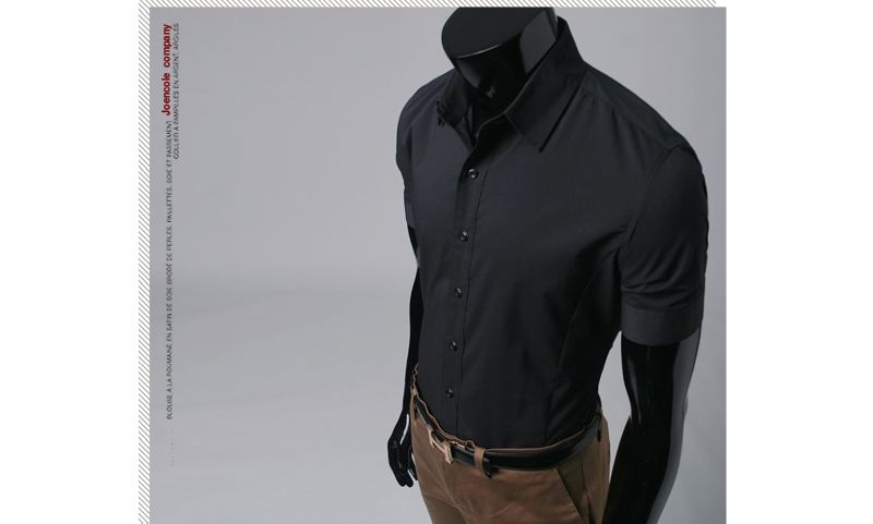 Bros mens Dress Basic Slim Shirts Black Shorts Sleeve.7  