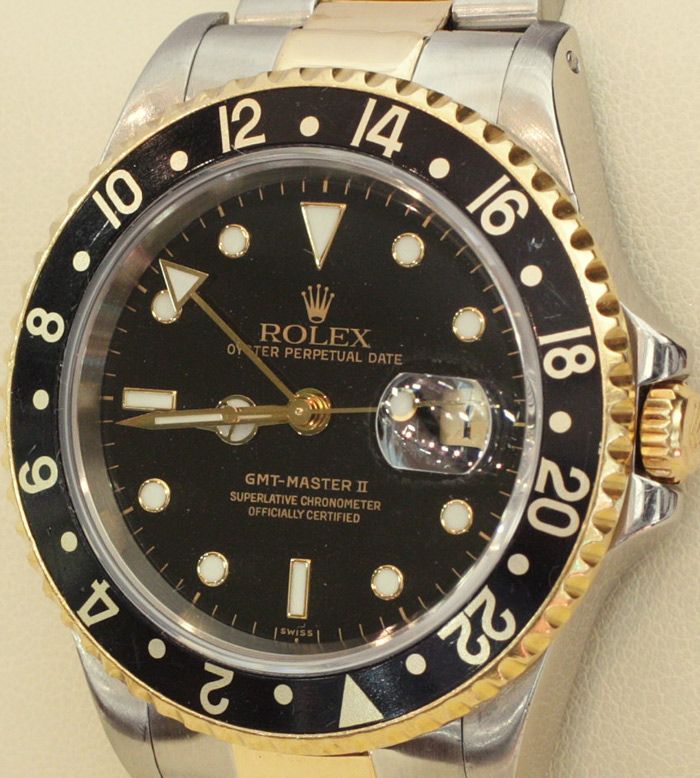 Mans Rolex GMT Master II MDL 16713 Jubilee Gold and SS, Chronometer 