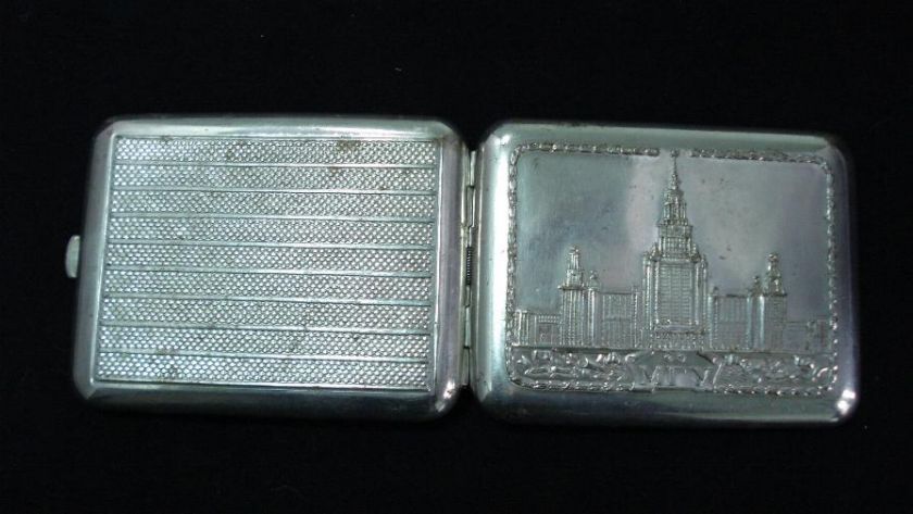 1950s ANTIQUE USSR METAL CIGARETTE TOBACO TIN CASE  