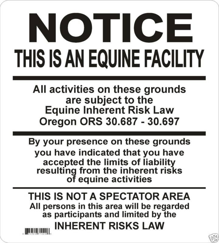 Oregon Supplemental Equine Signs Many More Signs Avail  