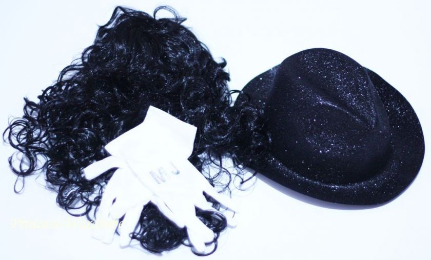 3pc Halloween Michael Jackson Hair Wig Hat Glove HA26  