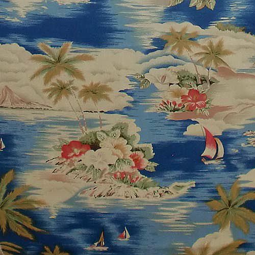   Print Fabric 100% Cotton 1/2 yard 44 wide SAILING AWAY tropical blue