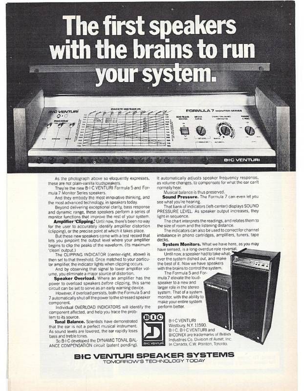 RARE 1977 BIC Venturi Formula 7 Speaker Ad  