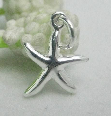 Solid 925 Silver Charm Pandent starfish 13x9mm SA563  