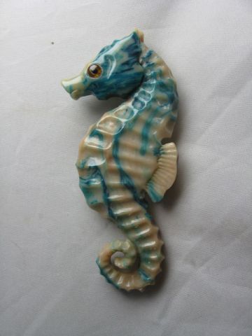   Seahorse Pin Marbled Blue Green & Cream Sea Dragon Brad Elfrink  