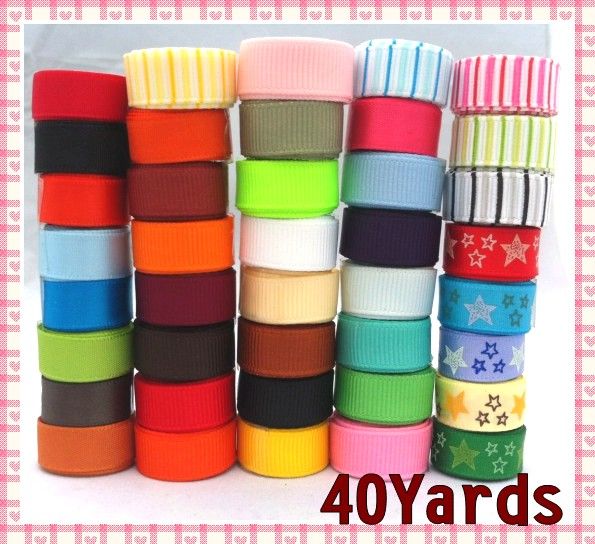 20yards  75Yards 3/8 9mm mixed style satin / Grosgrain ribbon Lot 