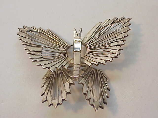 VINTAGE TAXCO MEXICAN STERLING SILVER BUTTERFLY PIN  