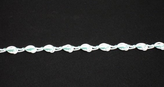 White & Aqua Ribbon Braided Embellishment Sewing Fabric Trim 1/4wd 5 