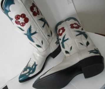 WESTERN VINTAGE STYLE ACME BONE Inlays Women Size 6 NEVER WORN  