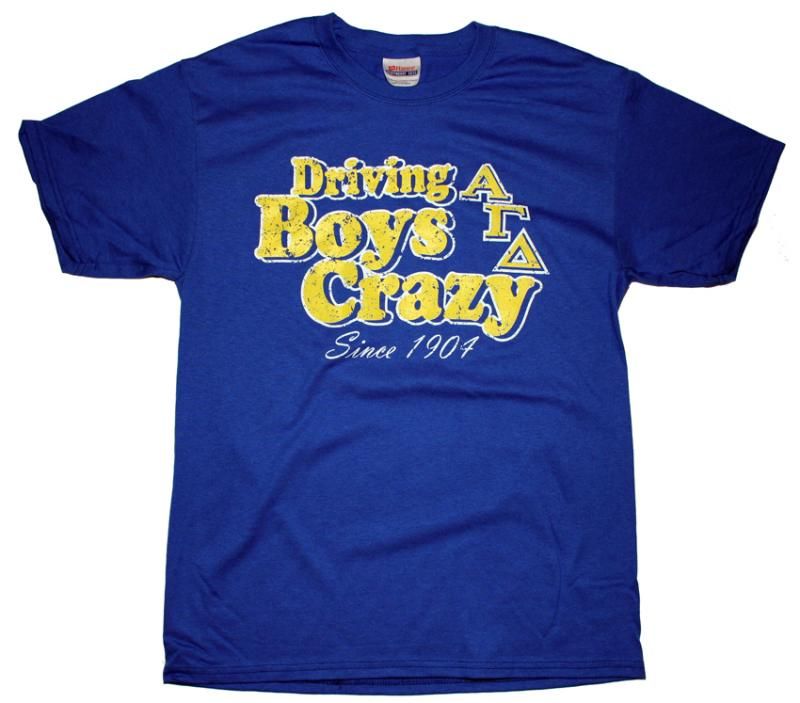 NEW Alpha Gamma Delta   Driving Boys Crazy Shirt   S/M  