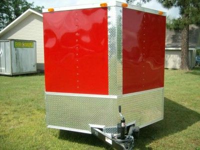 7x16 Enclosed ATV Cargo Motorcycle Trailer red deluxev nose ramp door 