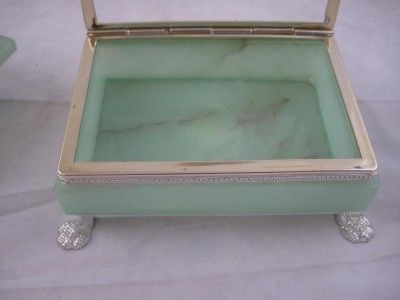 Vintage Made In Italy Alabaster Painted Jewelery Box  