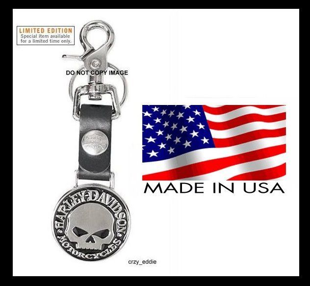 HARLEY DAVIDSON SKULL KEY CHAIN FOB WILLIE G DEATH SKULL ** MADE IN 