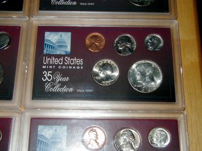   Society 35 Years US Coin Sets 1963 1997 (35) COMPLETE SET SILV  