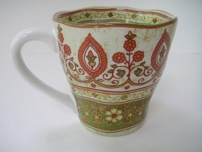 222 FIFTH KASHMIR LIGHT COFFEE MUG(S) SAGE/PAPRIKA  