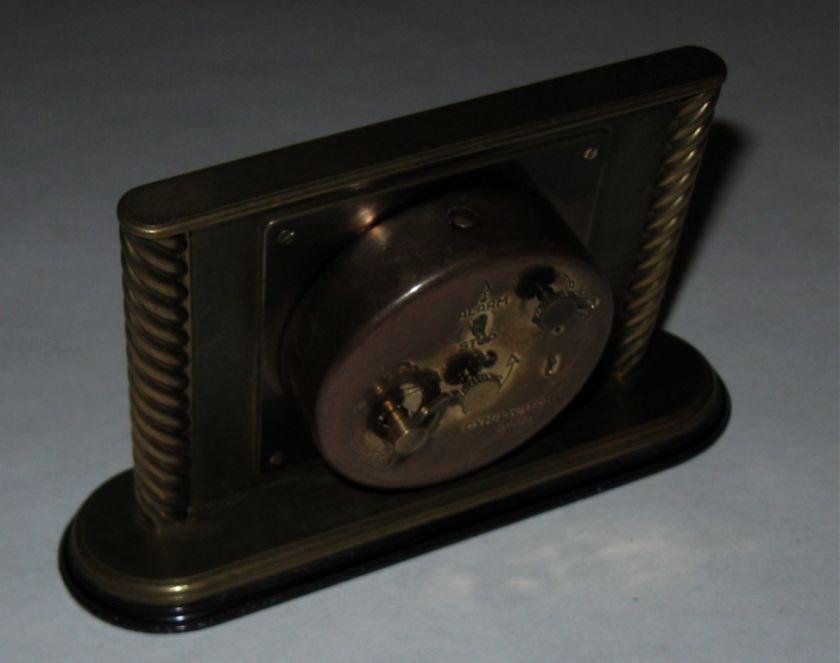 Antique Cyma swiss made alarm clock art deco brass+black enamel  