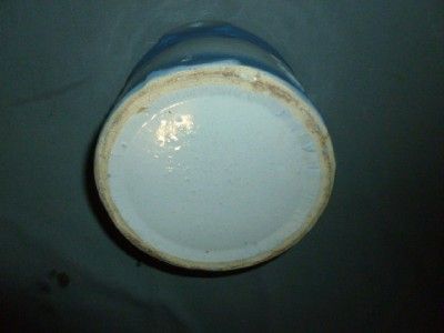 Antique Stoneware Hanging Salt Container   Blue & White Decoration 