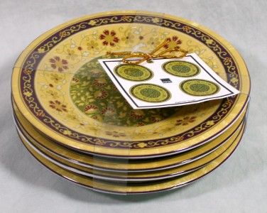 222 Fifth Kashmir Green Set of 4 Appetizer Plates New  