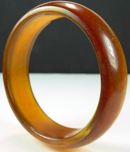   Old Butterscotch BAKELITE Amber Color Bangle Bracelet Size 7.5  