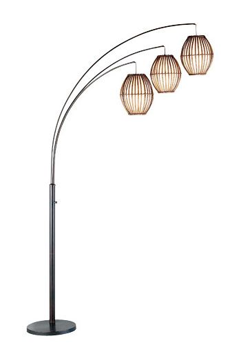 Maui Antique Bronze Bamboo shade Arc Floor Lamp / Accen  