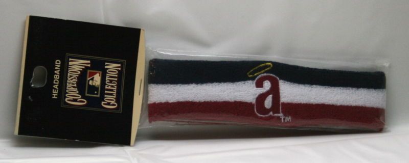 HEADBAND MLB ThrowBack Angels Logo on Blue White Red  