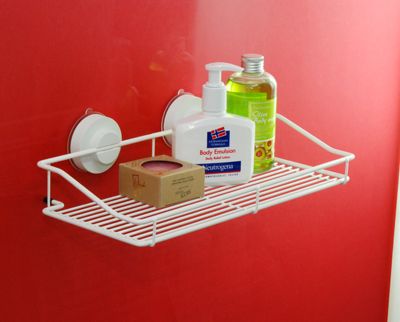 NEW Suction White Steel Shower Caddy Shelf 14  