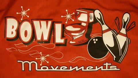 BOWL MOVEMENTS RED/Black retro bowling shirt FUN TEAM  